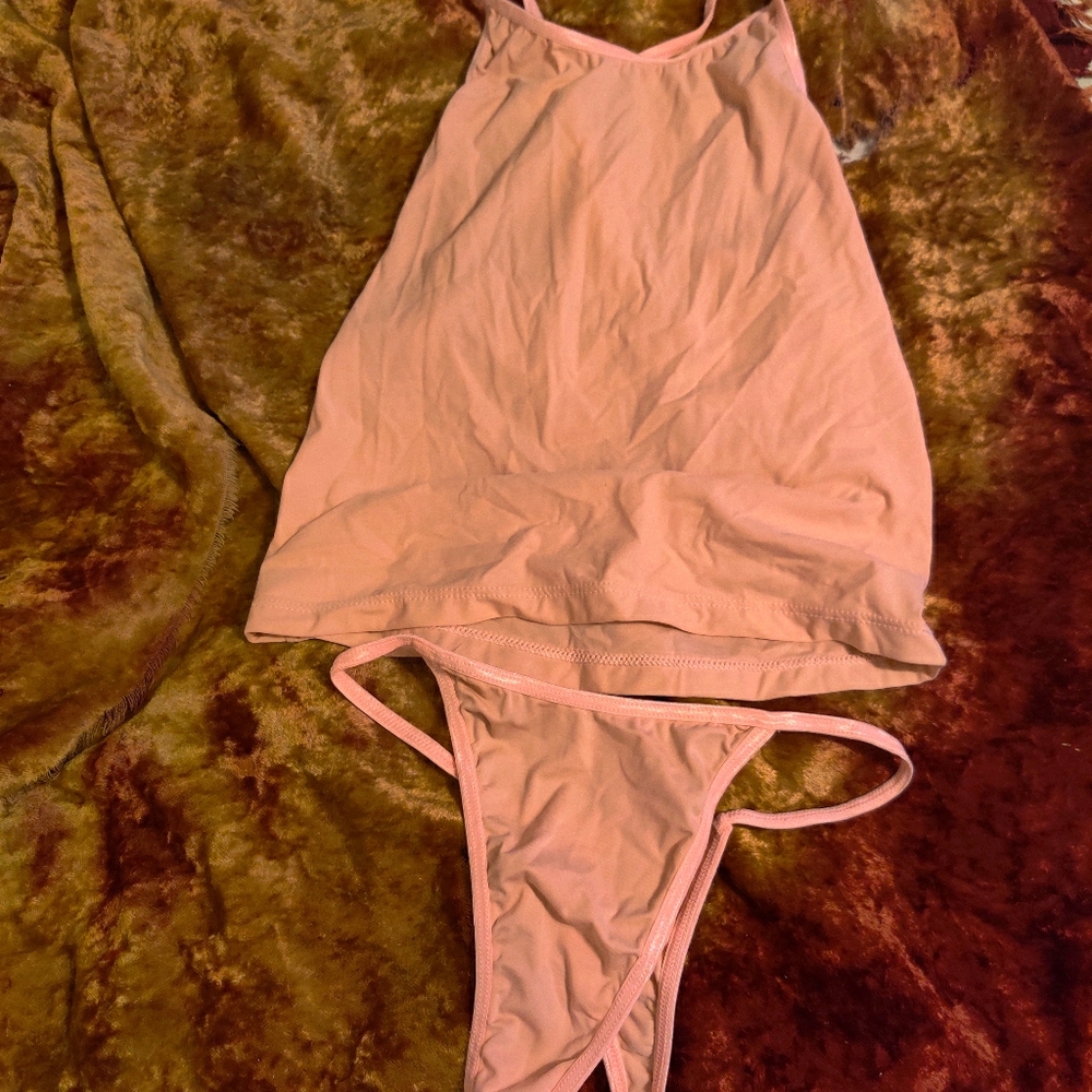 Pink cami and thong
